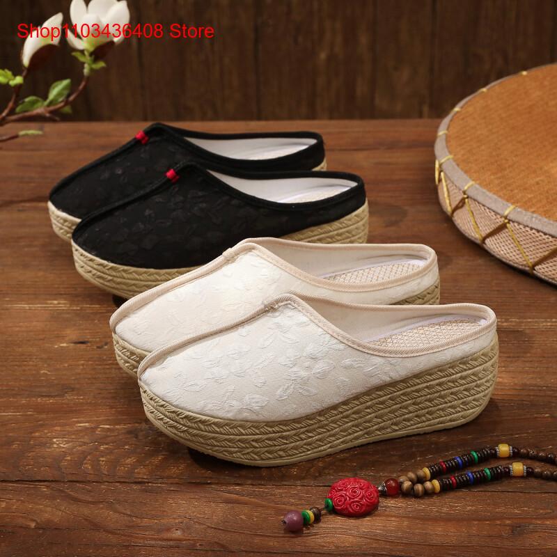 Ethnic Fashion Style - รองเท้าแตะสไตล์ใหม่ น้ำหนักเบา พื้นหนา สไตล์ชาติพันธุ์ แฟชั่นผู้หญิงสไตล์ชาติพันธุ์ รองเท้าผ้าอเนกประสงค์