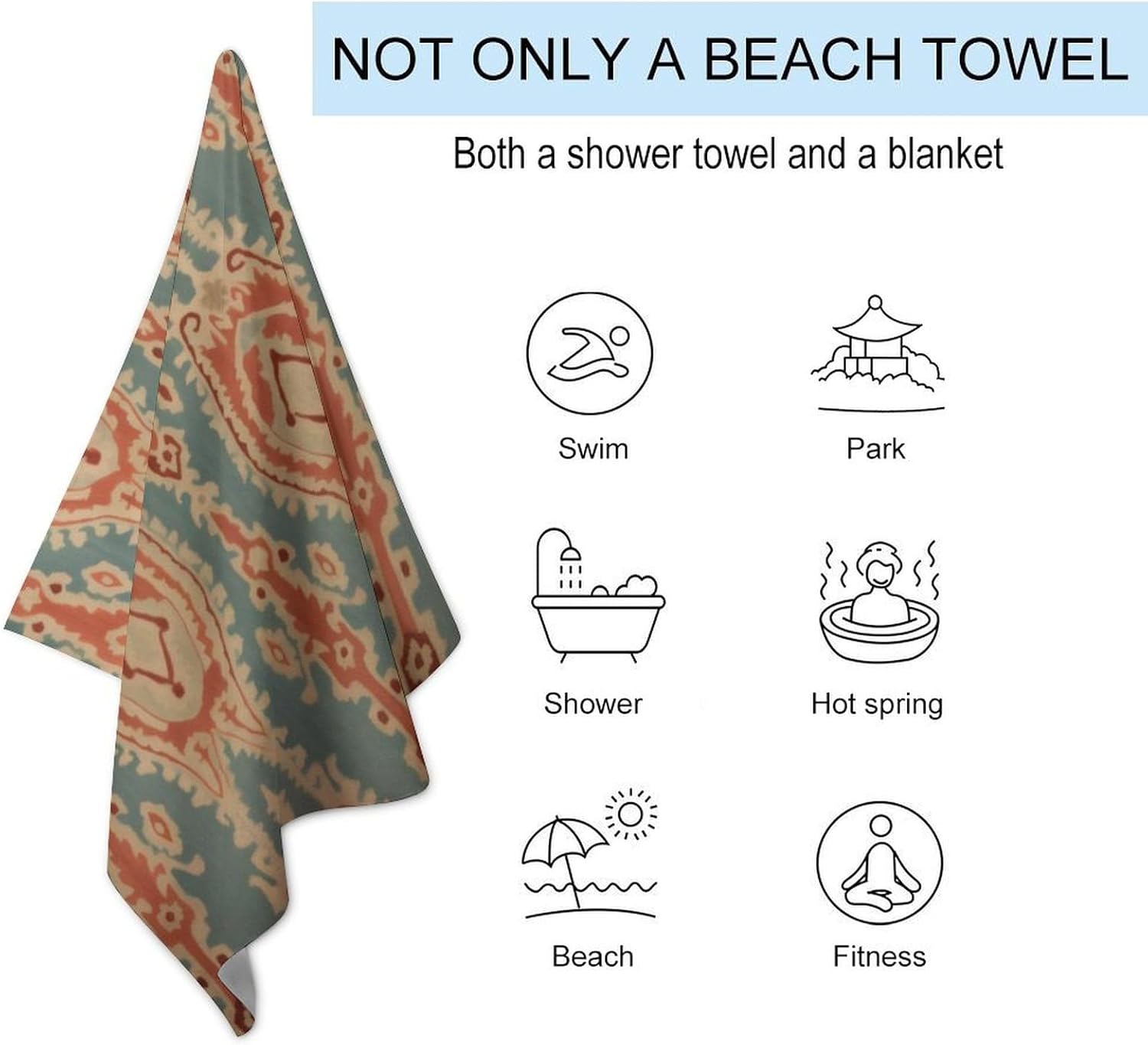 ผ้าขนหนูชายหาดลายผ้าฝ้าย ซึมซั - Ikat Woven Fabric บทวิจารณ์และราคา