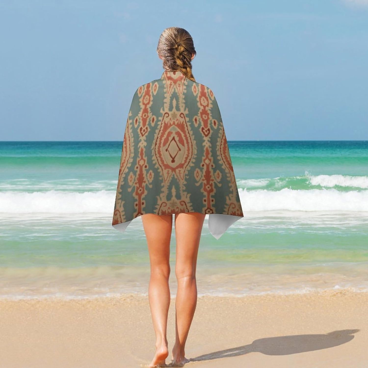 ผ้าขนหนูชายหาดลายผ้าฝ้าย ซึมซั - Ikat Woven Fabric บทวิจารณ์และราคา