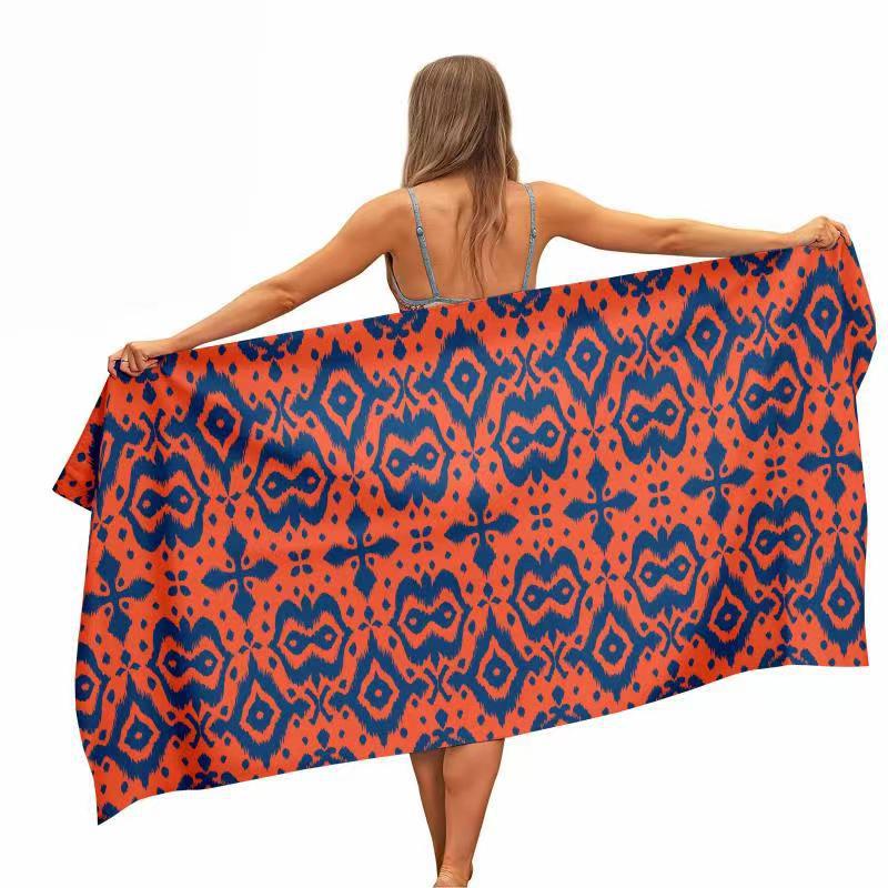 ผ้าเช็ดตัวชายหาดพิมพ์ลายอิคัทส - Ikat Woven Fabric บทวิจารณ์และราคา